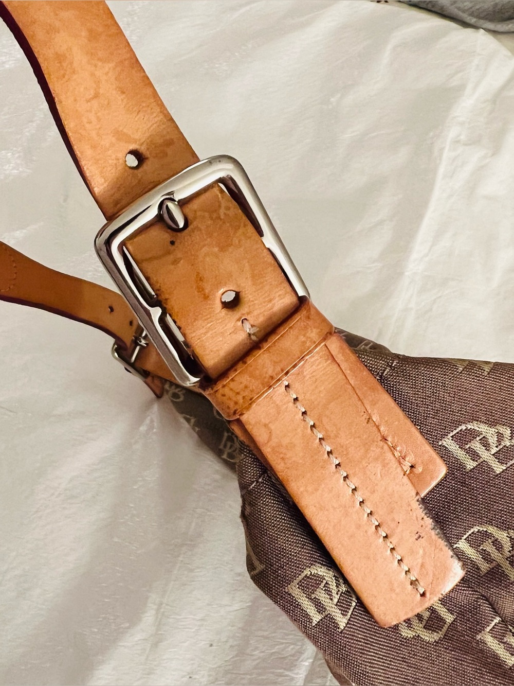 Vintage DOONEY AND BOURKE Monogram DB Canvas Shoulder Handbag Tote - Picture 8 of 15